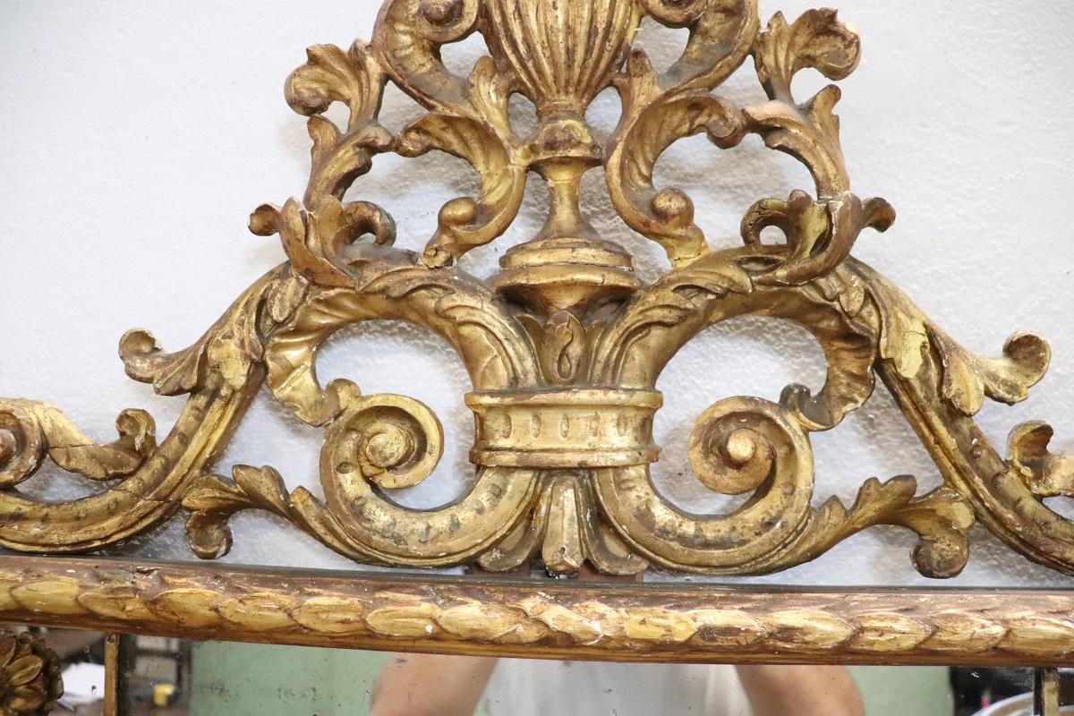 Early 20th Century Italian Louis XV Style Gilt Wood Wall Mirror For Sale 6