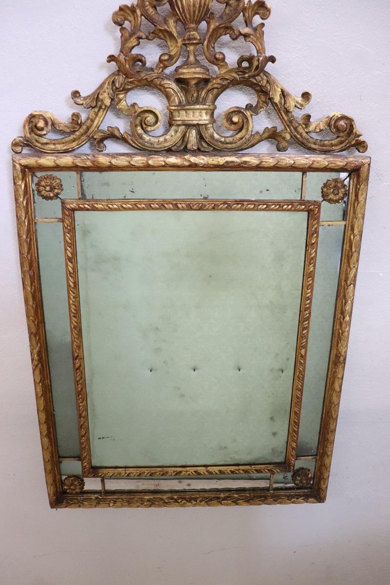 Early 20th Century Italian Louis XV Style Gilt Wood Wall Mirror For Sale 1