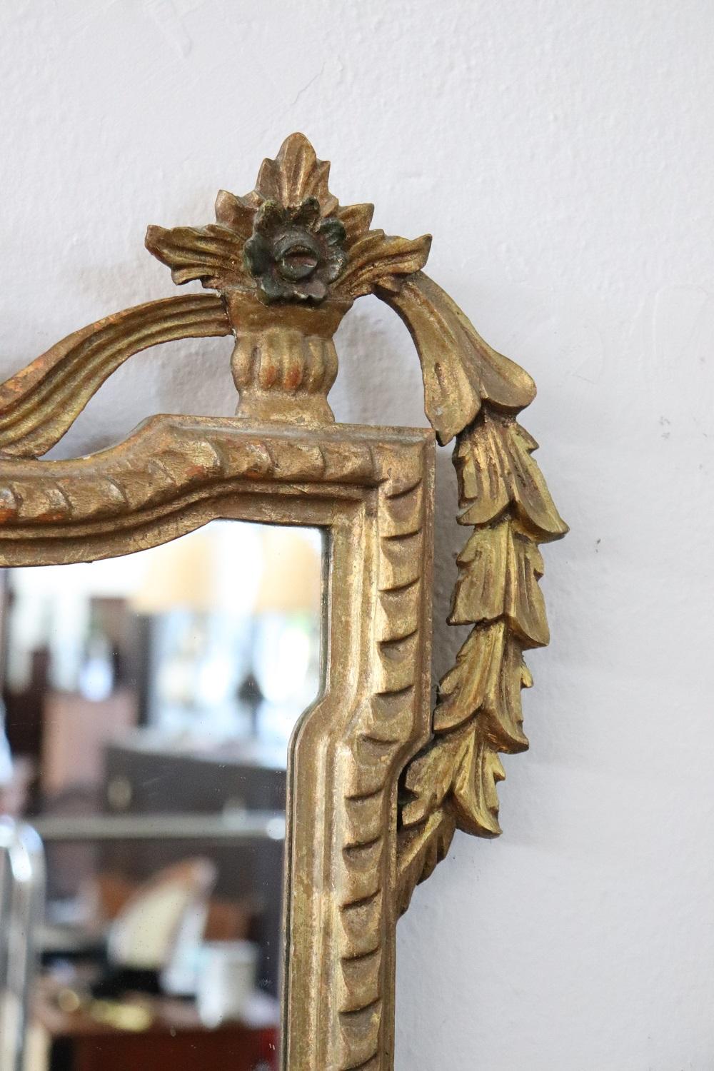 Early 20th Century Italian Louis XVI Style Carved and Gilded Wood Wall Mirror For Sale 1