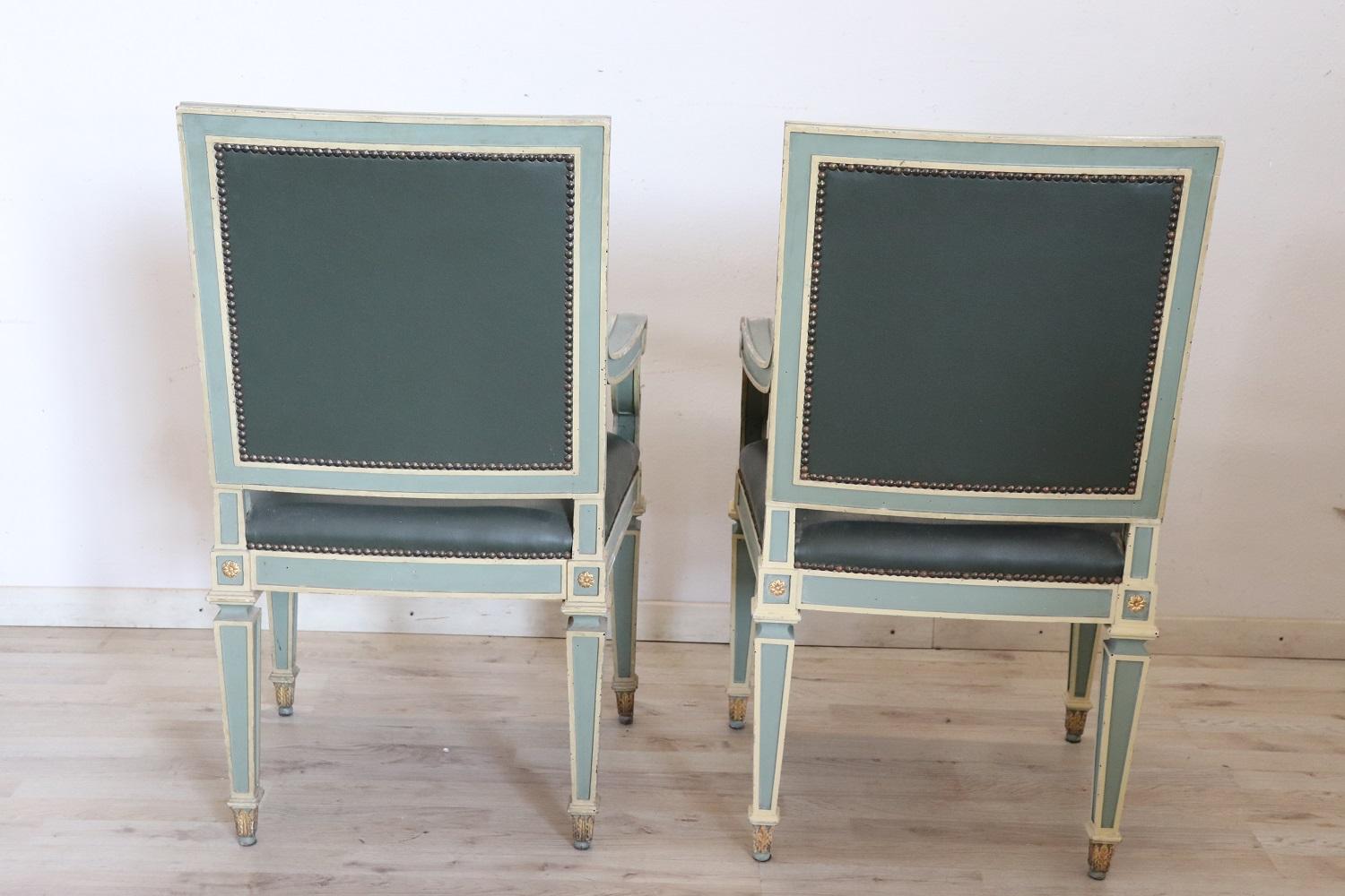 Early 20th Century Italian Louis XVI Style Pair of Armchairs For Sale 4