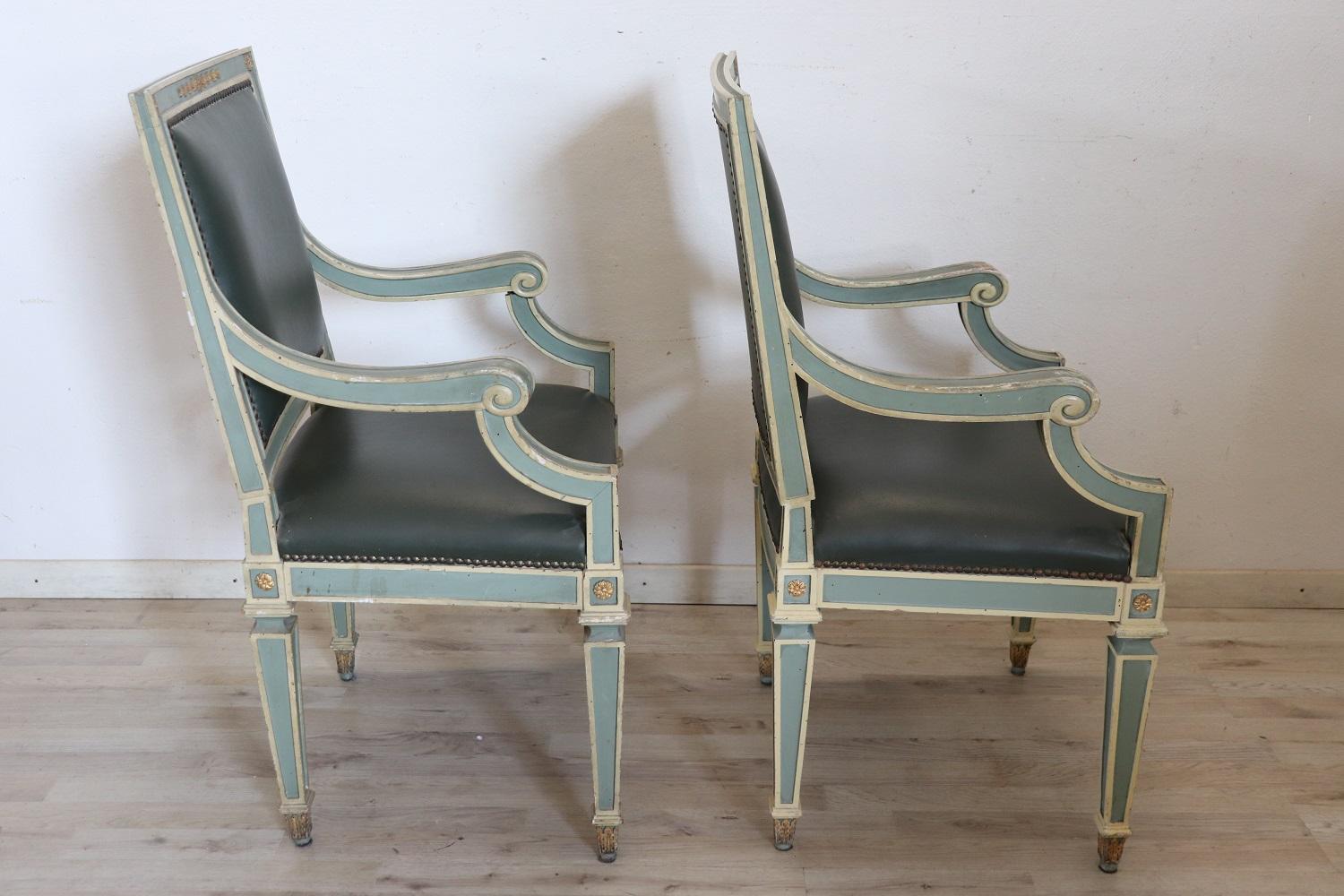 Early 20th Century Italian Louis XVI Style Pair of Armchairs For Sale 5