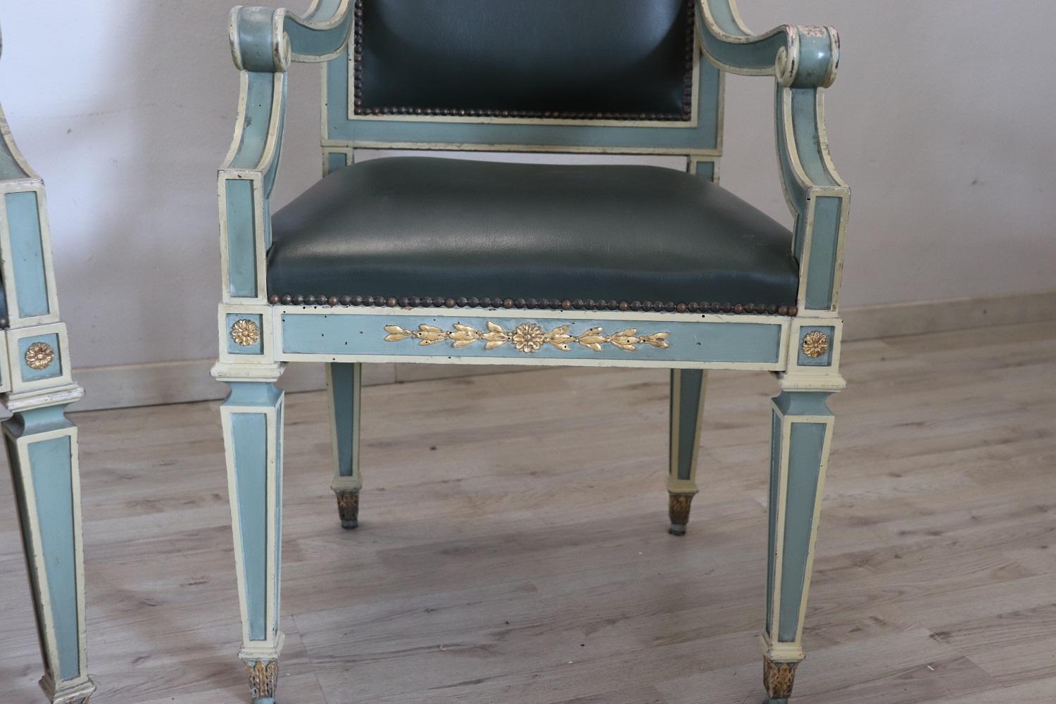Early 20th Century Italian Louis XVI Style Pair of Armchairs For Sale 1
