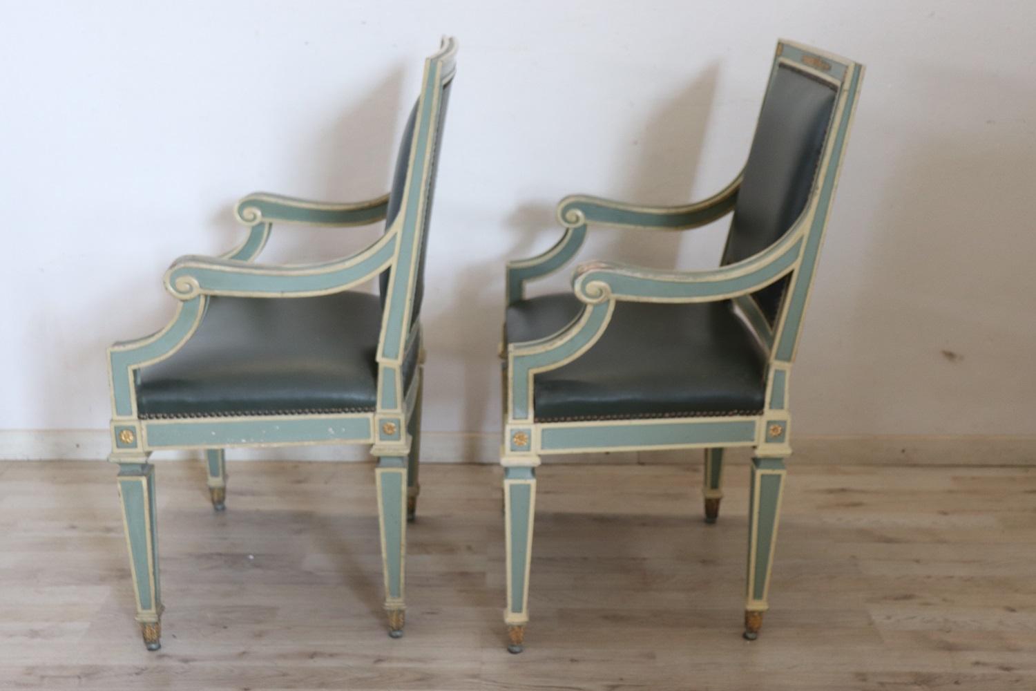 Early 20th Century Italian Louis XVI Style Pair of Armchairs For Sale 3