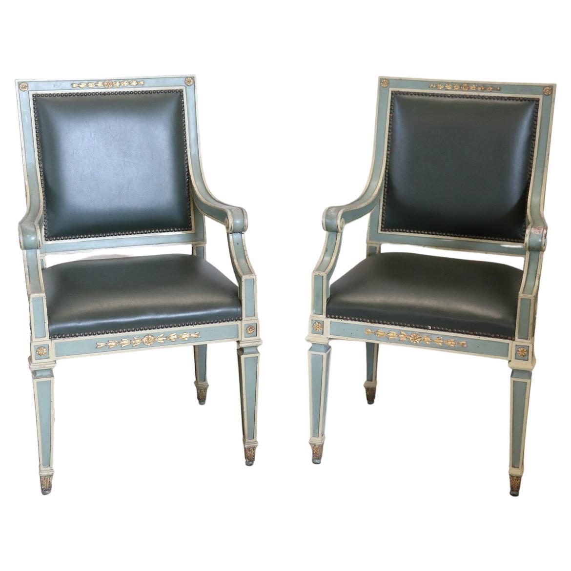 Early 20th Century Italian Louis XVI Style Pair of Armchairs