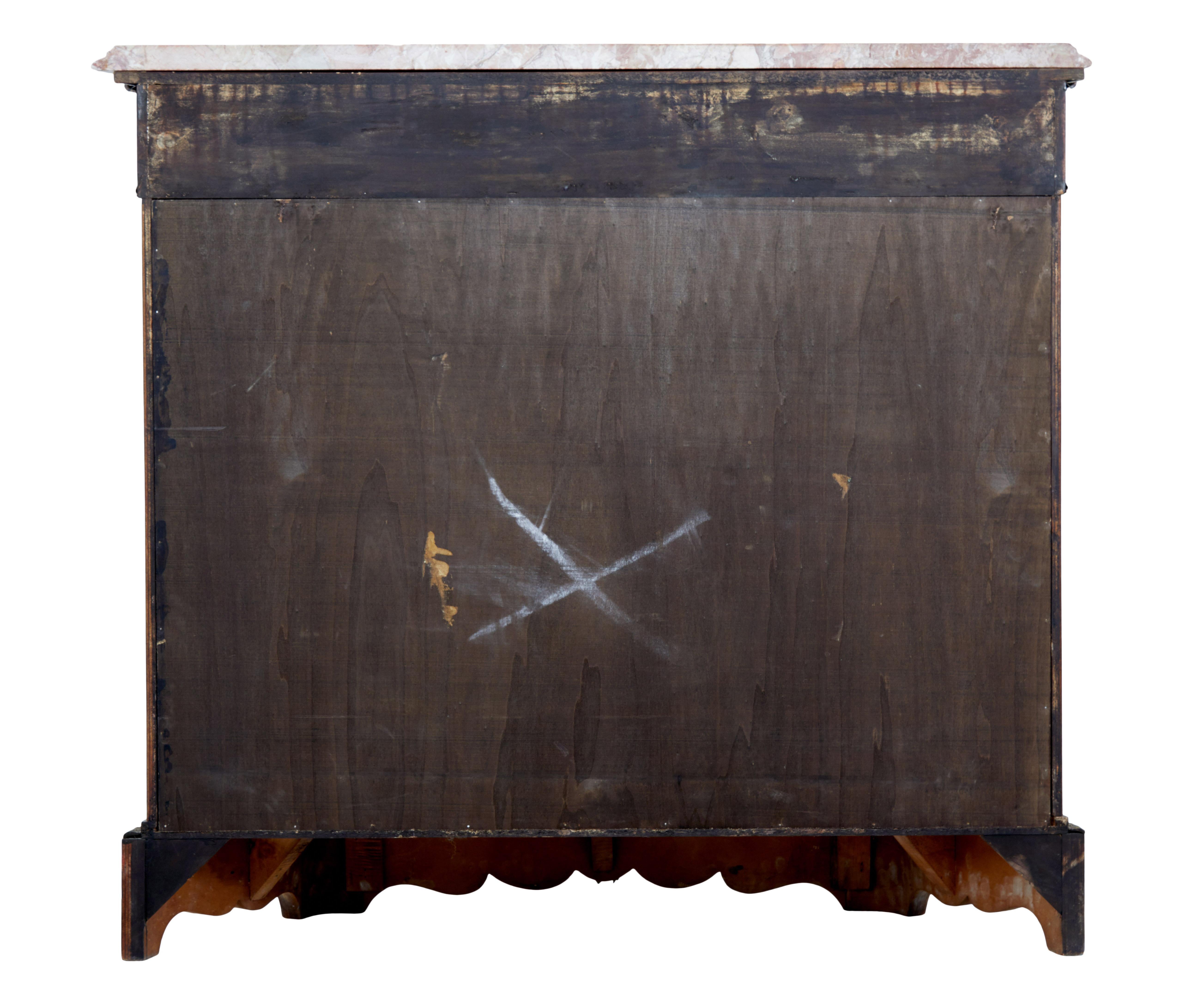 Early 20th Century Italian Mahogany Inlaid Serpentine Sideboard 1