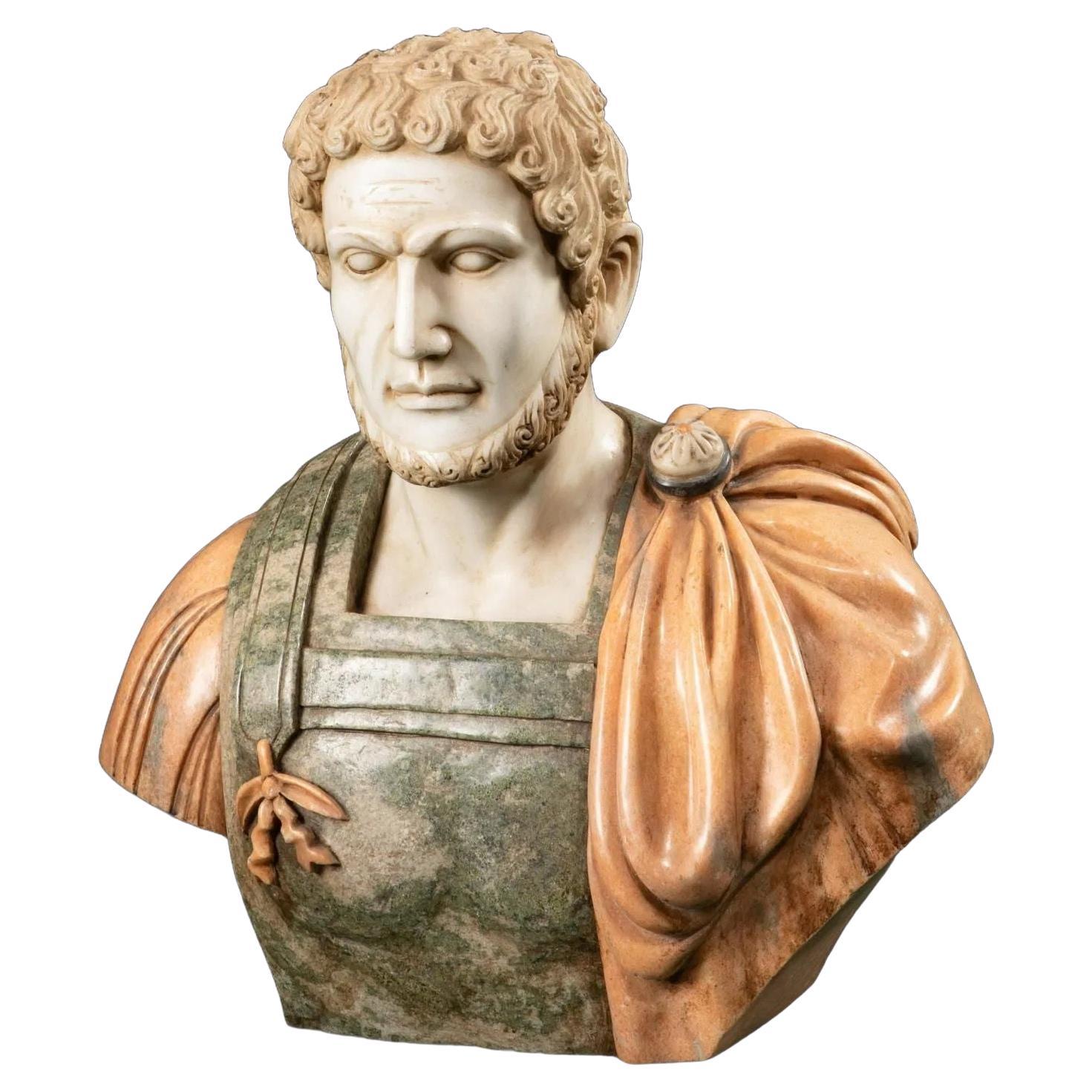 Busto italiano de mármol de principios del siglo XX del emperador romano Caracalla