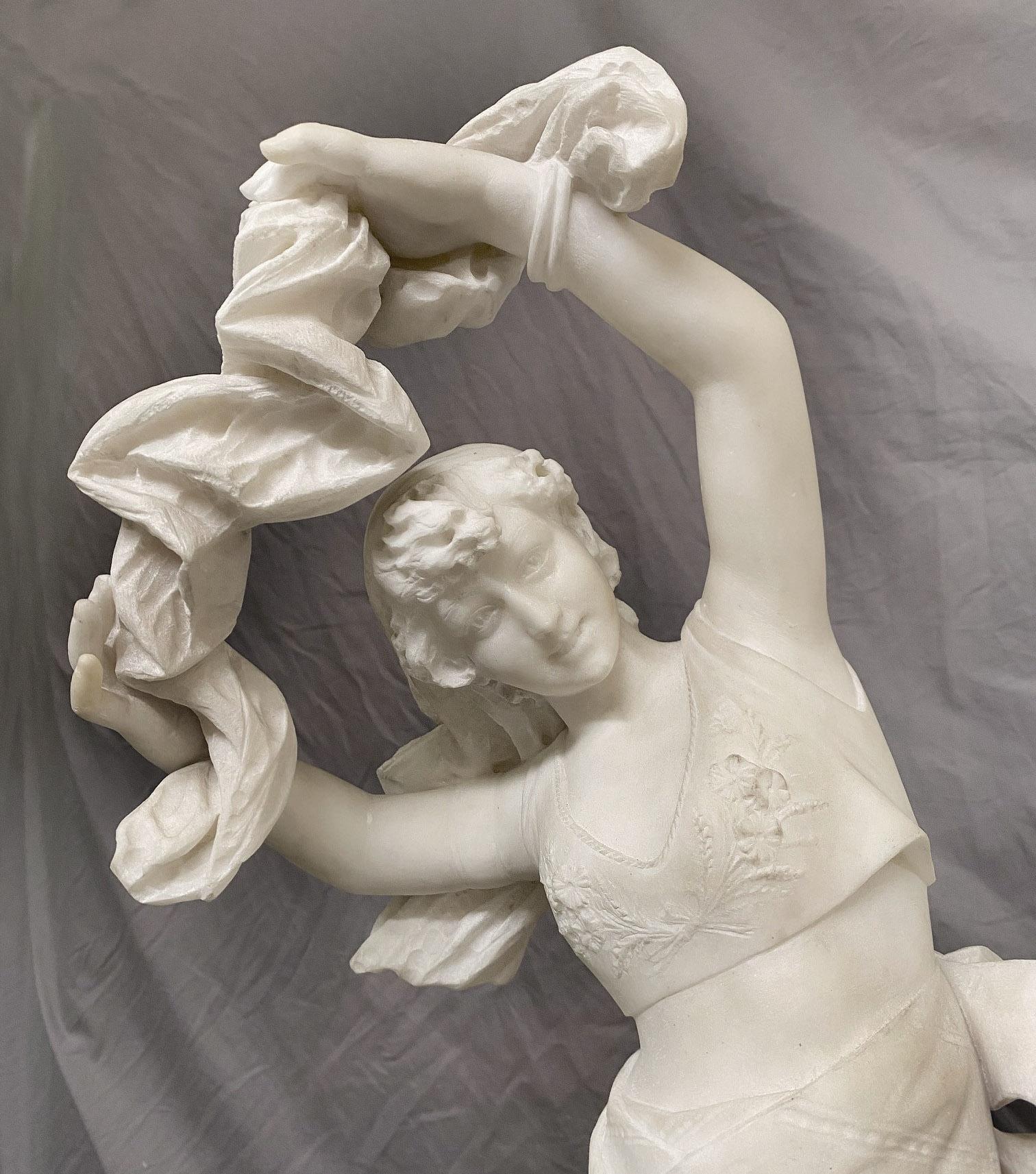 Belle Époque Ferdinando Vichi figure en marbre d'une danseuse exotique, Italie, début du 20e siècle en vente