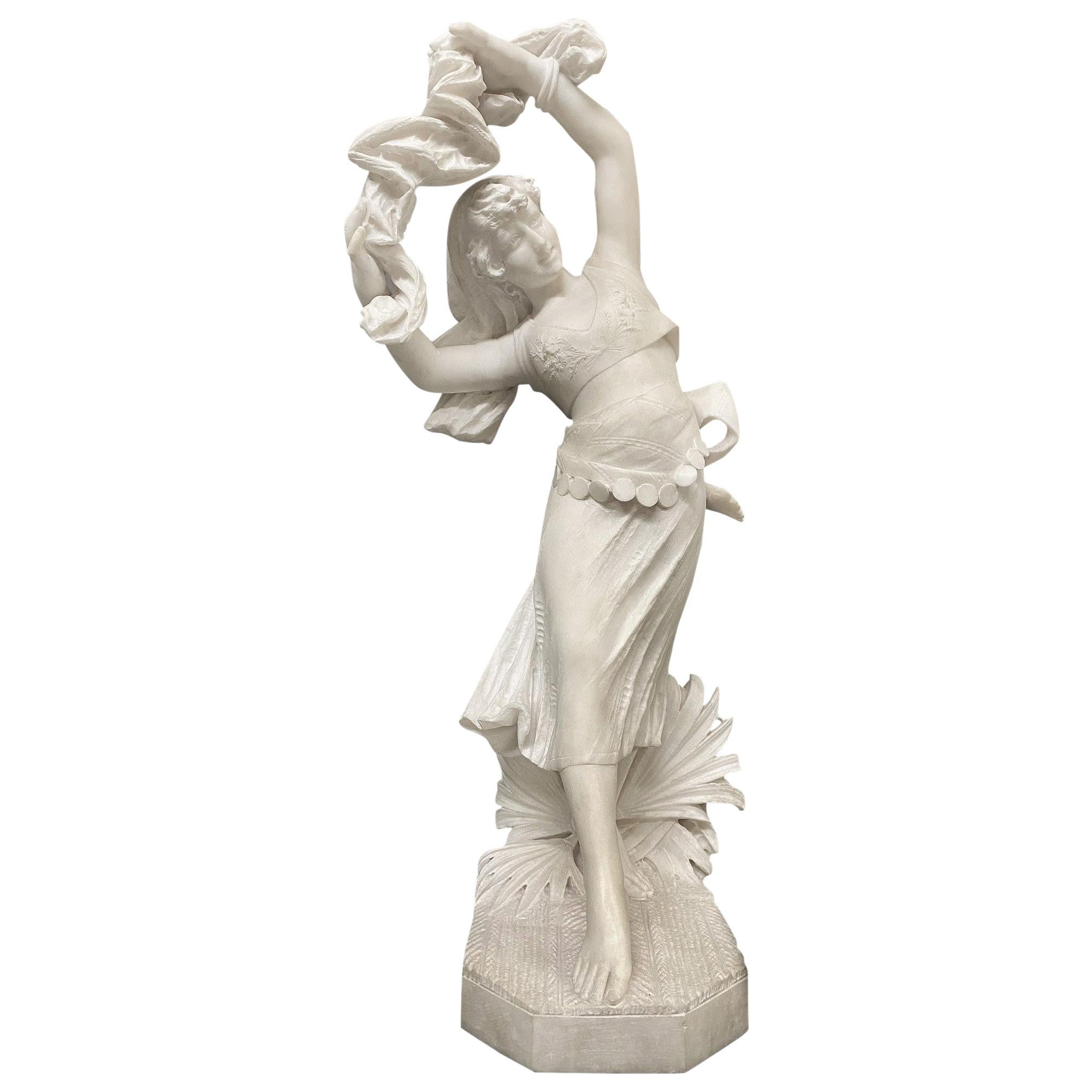 Early 20th Century Italian Marble Figure of an Exotic Dancer Ferdinando Vichi For Sale