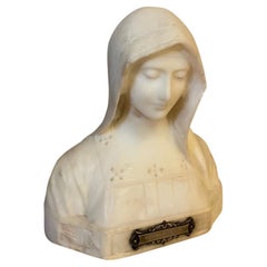 Statue de la Vierge italienne en marbre du début du 20e siècle, 1908s