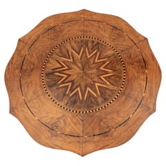 Early 20th Century Italian Marquetry Pedestal Table, Geometric Inlay