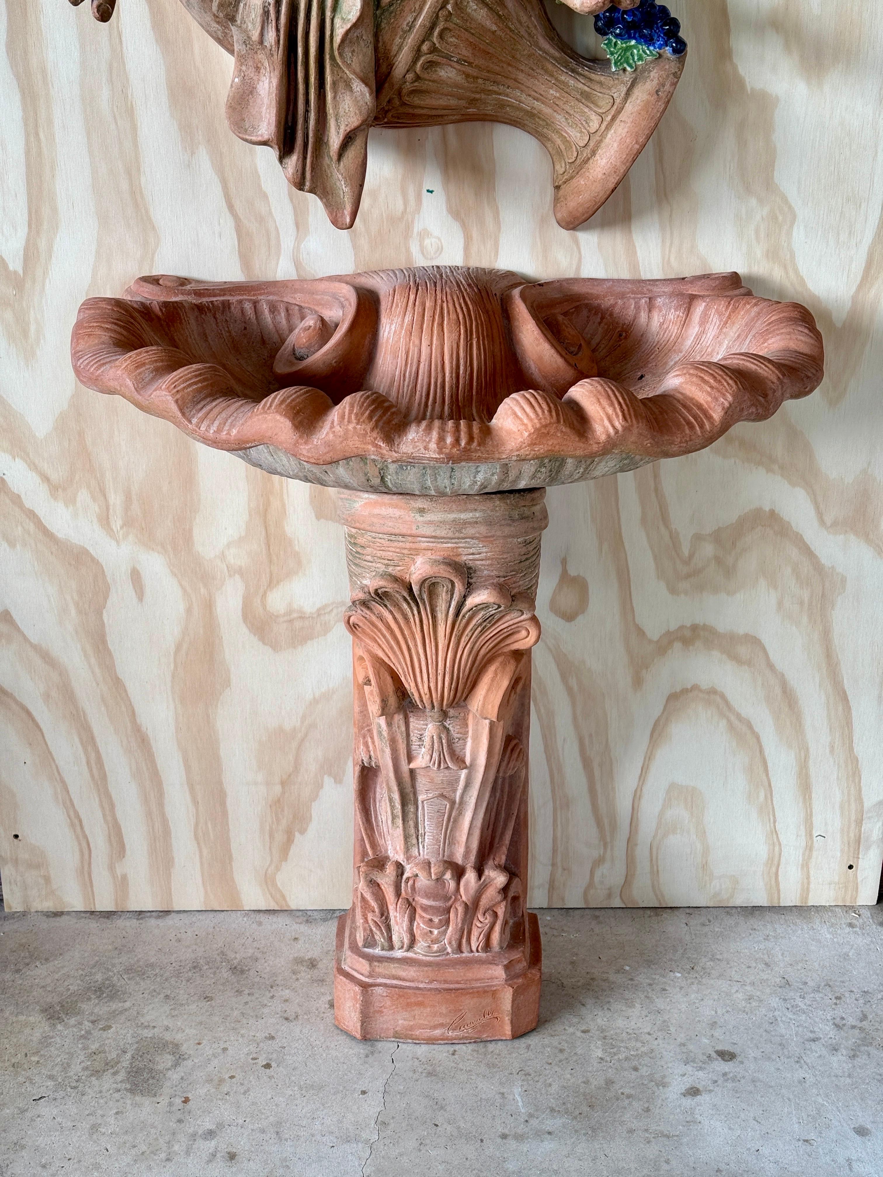 Early 20th Century Italian Mediterranean Terracotta Sculptural Bacchus Fountain For Sale 5