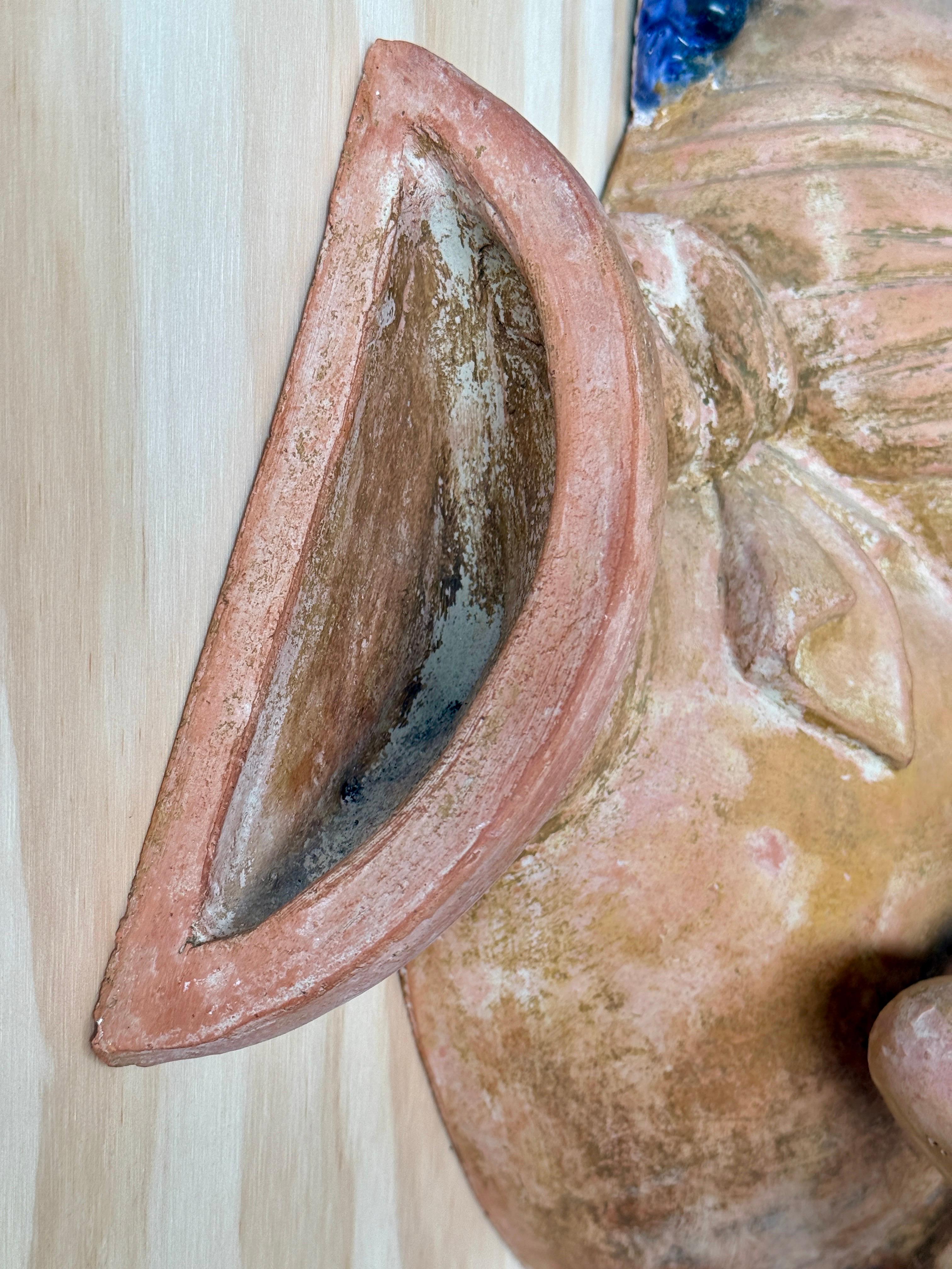Rustic Early 20th Century Italian Mediterranean Terracotta Sculptural Bacchus Fountain For Sale