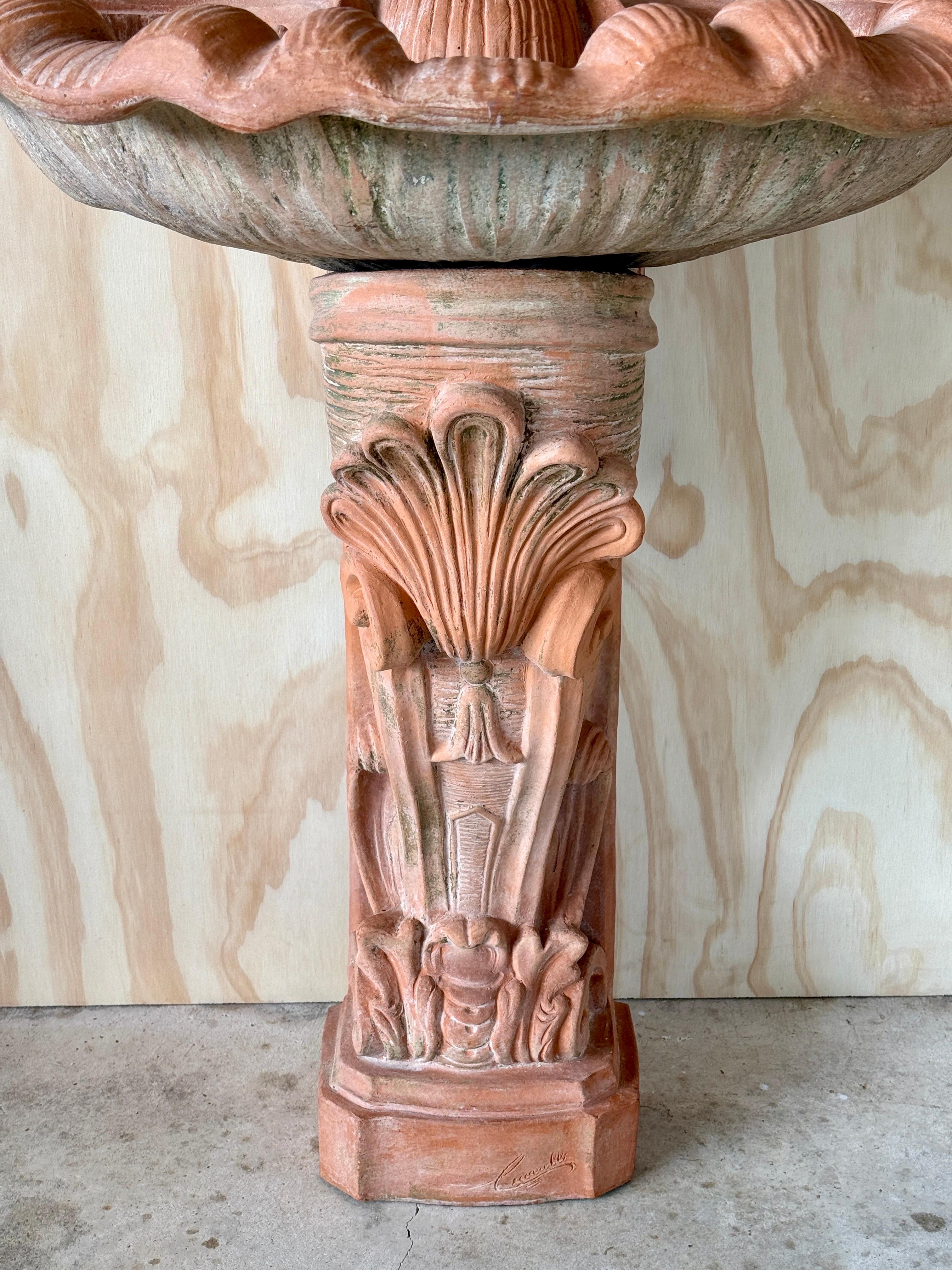 Hand-Crafted Early 20th Century Italian Mediterranean Terracotta Sculptural Bacchus Fountain For Sale