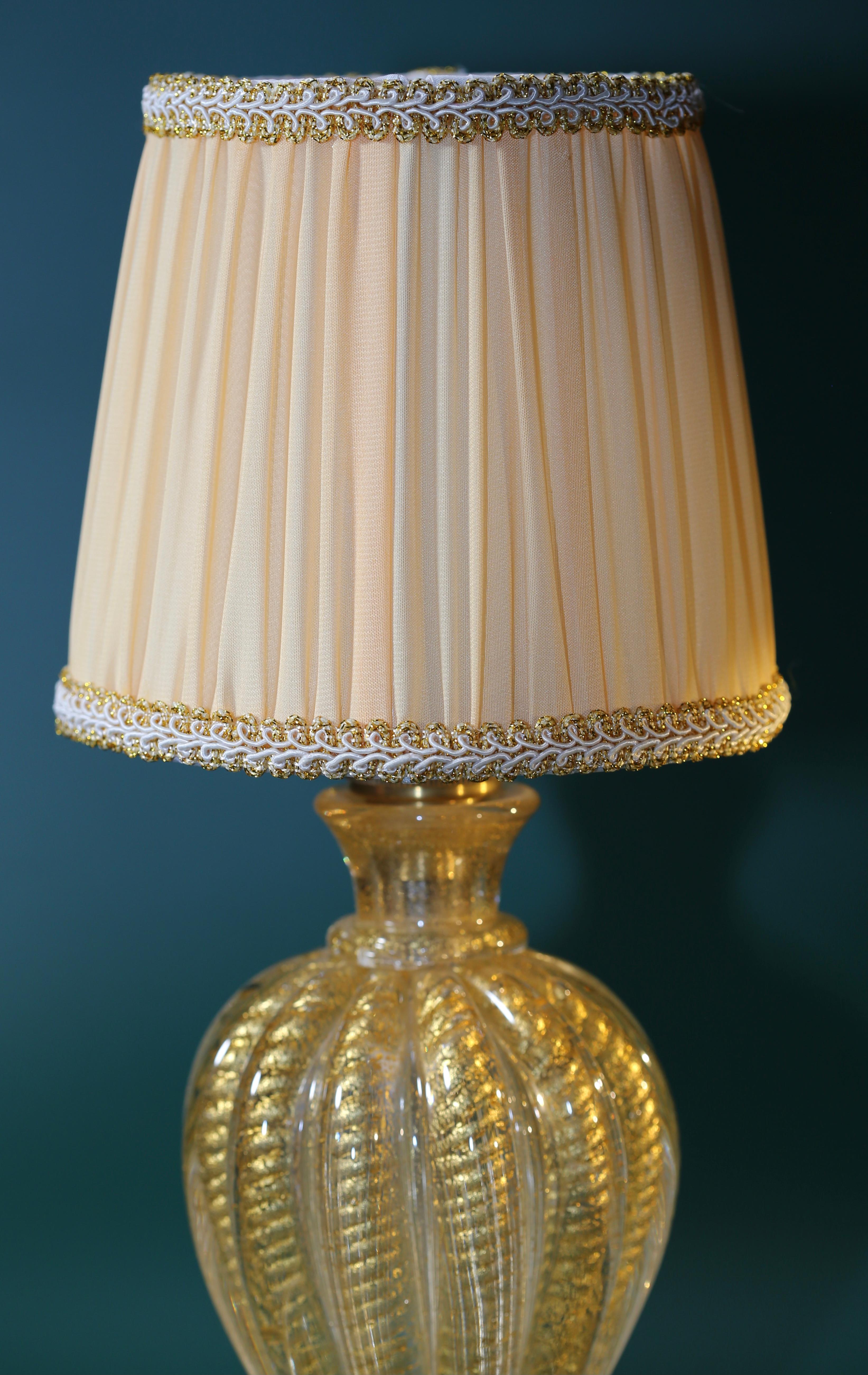 Early 20th Century Italian Murano Glass Art Lamp in Gold Color 1