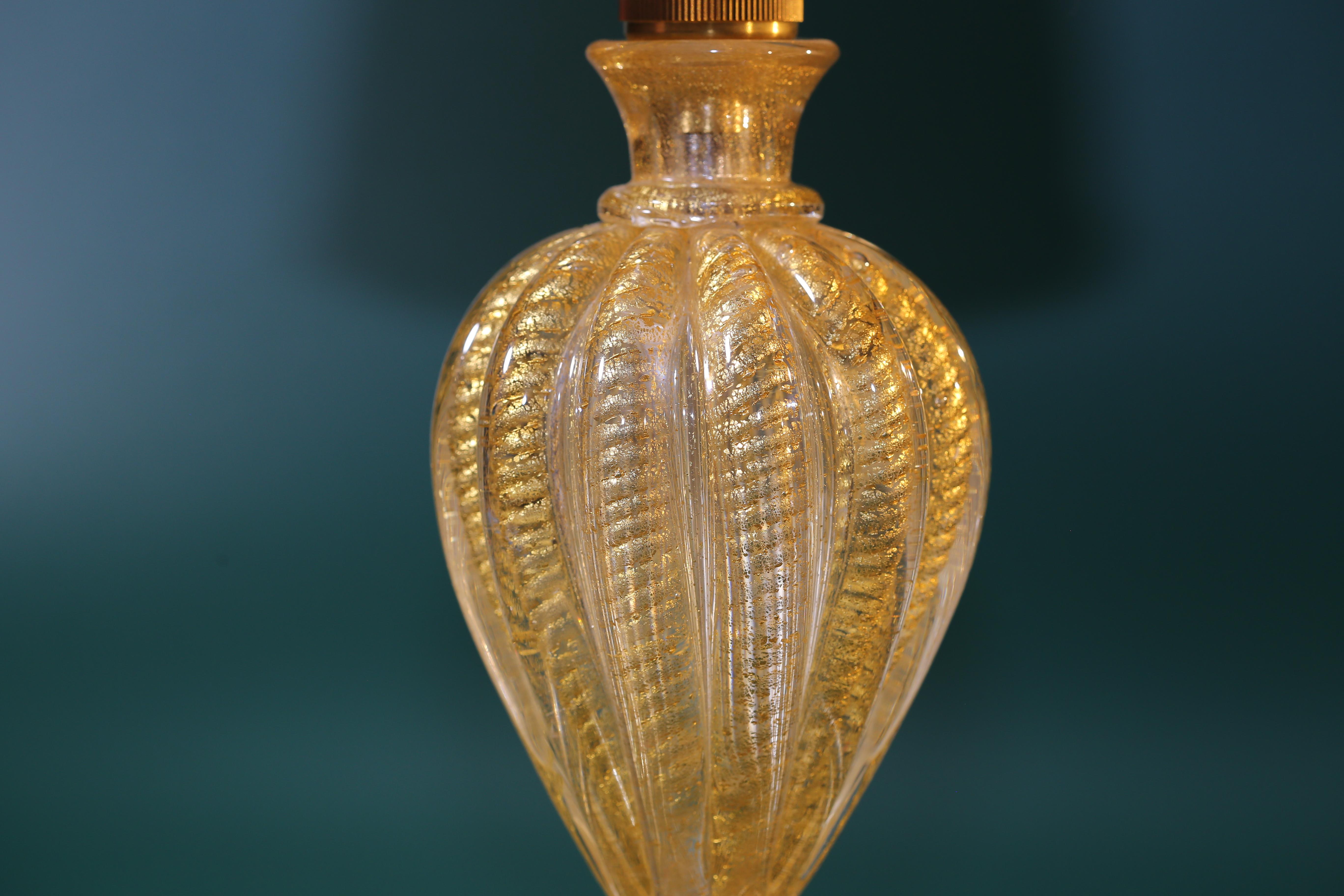Early 20th Century Italian Murano Glass Art Lamp in Gold Color 2