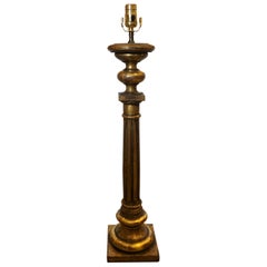 Early 20th Century Italian Neoclassical Giltwood Column Lamp