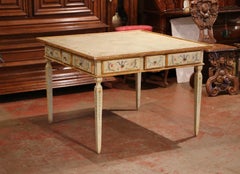 Early 20th Century Italian Neoclassical Painted Square Game Table with Drawers