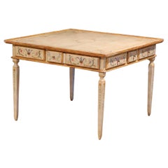 Early 20th Century Italian Neoclassical Painted Square Game Table with Drawers