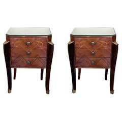 Early 20th Century Italian Neoclassical Pair of Bedside Tables in Mahogany