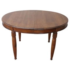 Early 20th Century Italian Oak Wood Oval Extendable Antique Dining Room Table
