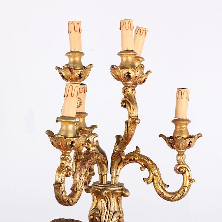 Early 20th Century Italian Painted and Gilt Figural Standing Candelabra In Good Condition In Vancouver, British Columbia