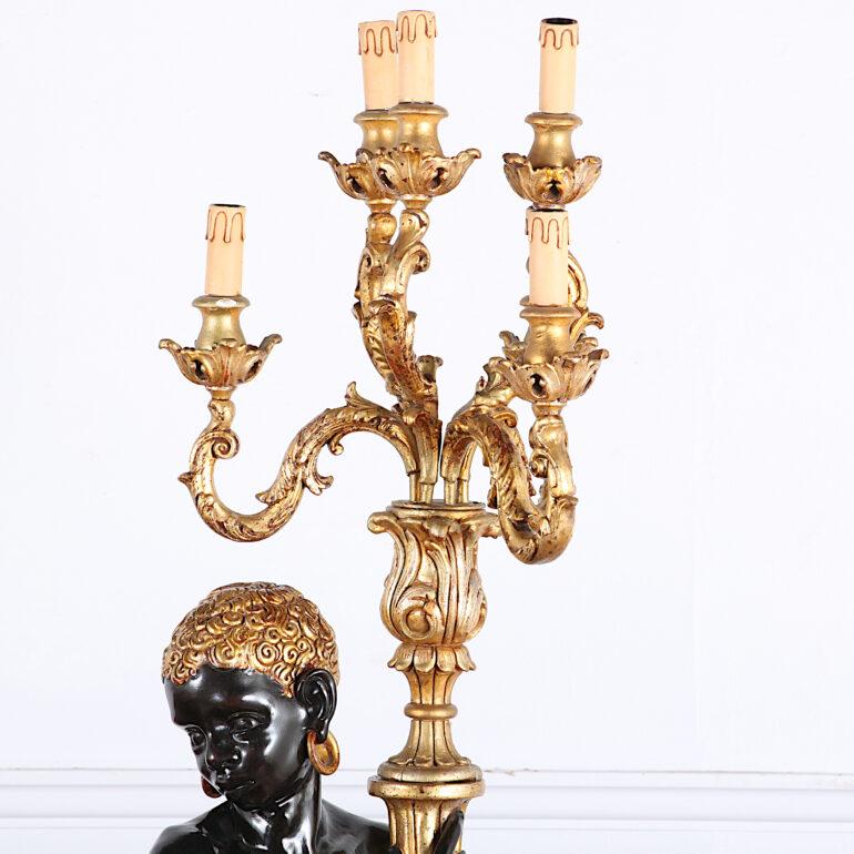 Early 20th Century Italian Painted and Gilt Figural Standing Candelabra 3