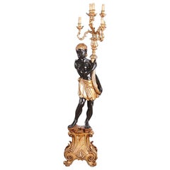 Early 20th Century Italian Painted and Gilt Figural Standing Candelabra