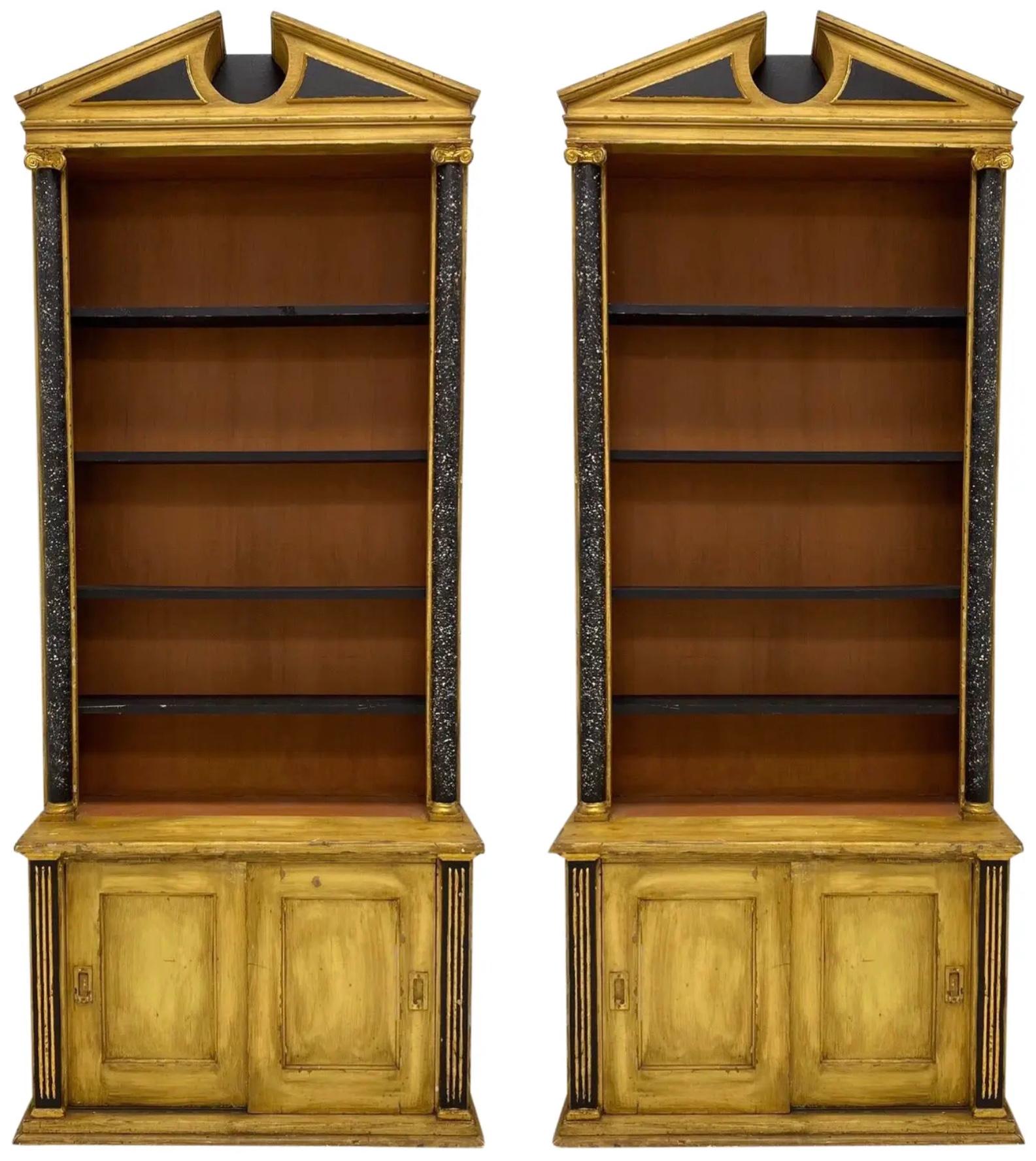 Early 20th Century Italian Painted Neo-Classical Bookcases, Pair 2
