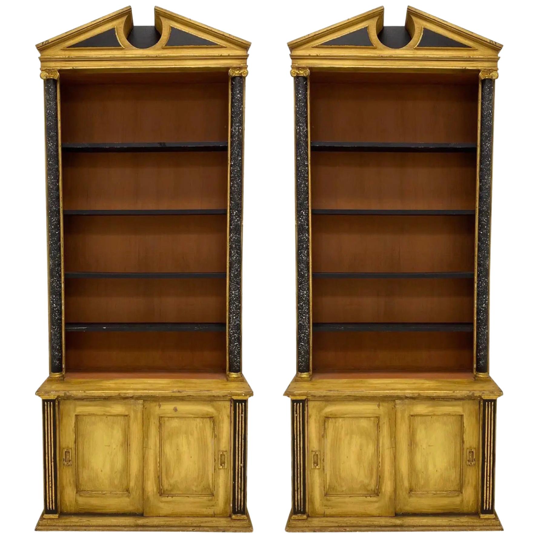 Early 20th Century Italian Painted Neo-Classical Bookcases, Pair