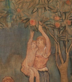 Early 20th Century Italian Painted Tapestry Panel, Signed and Dated 1903