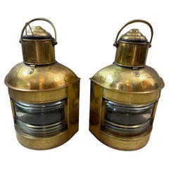 Antique Early 20th century Italian Pair of Nautical Lanterns, 1920s