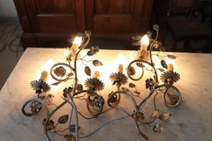 Early 20th Century Italian Pair of Wall Lights or Sconces in Silvered Metal