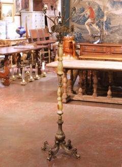 Early 20th Century Italian Patinated Brass and Onyx Standing Hall Tree
