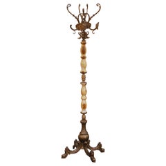 Early 20th Century Italian Patinated Brass and Onyx Standing Hall Tree