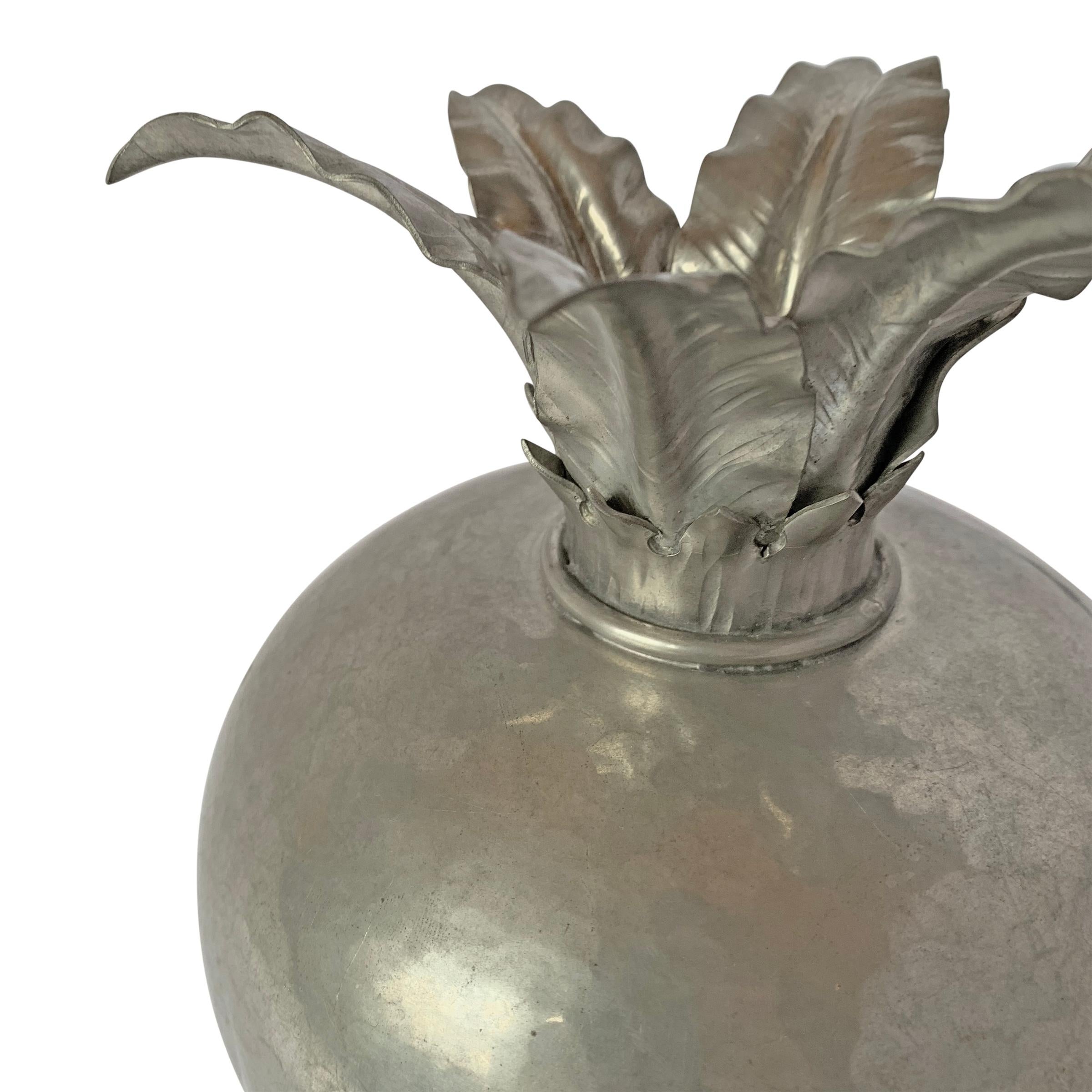 Early 20th Century Italian Pewter Pomegranate Vase (Arts and Crafts)