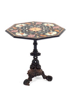 Early 20th Century Italian Pietra Dura Black Marble Topped Table