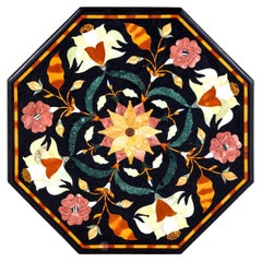 Early 20th Century Italian Pietra Dura Black Marble Topped Table