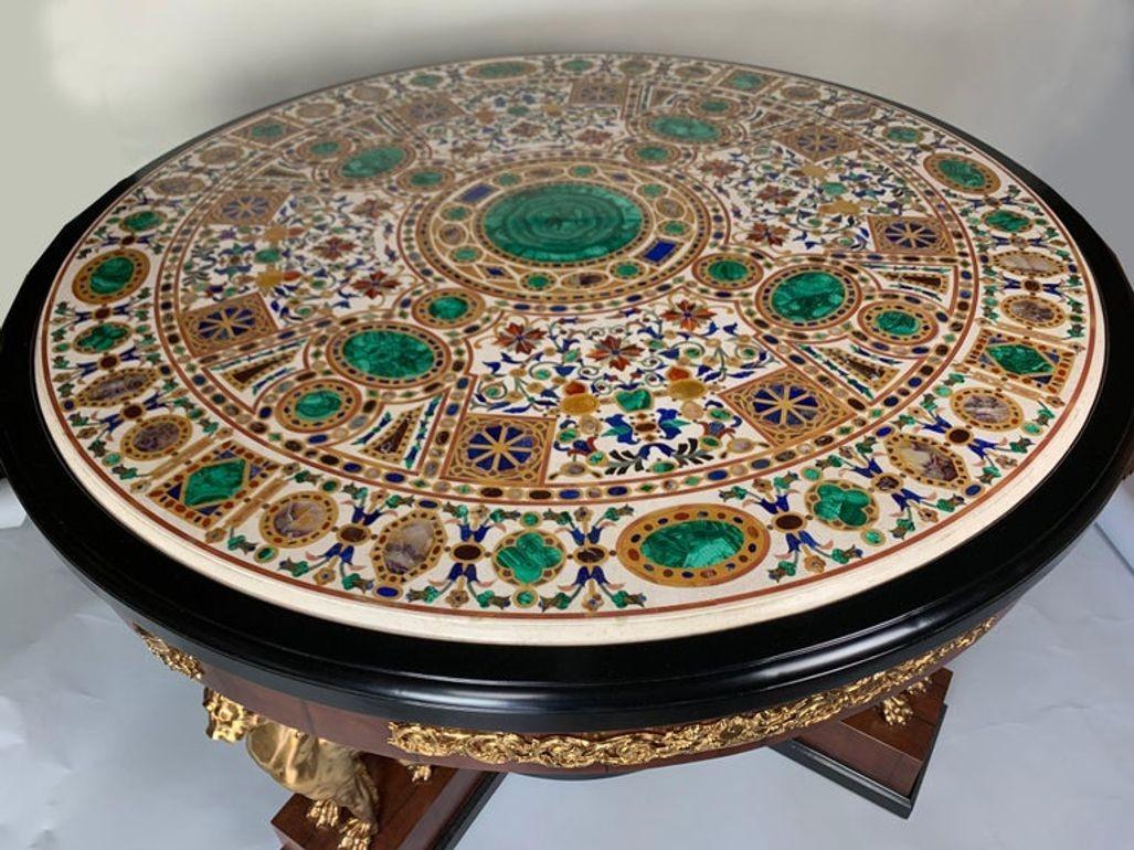 Table Empire en Pietra Dura italienne du début du 20e siècle en vente 4
