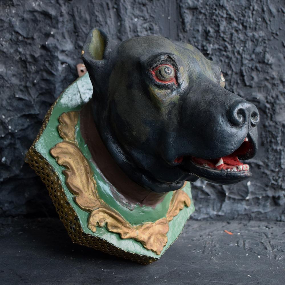 Early 20th century Italian plaster dog head mounts
We are proud to offer a rare and very unusual set of 3 early 20th century plaster dog head wall mounts. Recently obtained from a private fairground collector in Italy these items are one of the