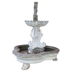 Antique Early 20th Century Italian Rare Neoclassical Garden Large Fountain with Statue