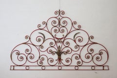 Early 20th Century Italian Red Iron Double Bed Headboard