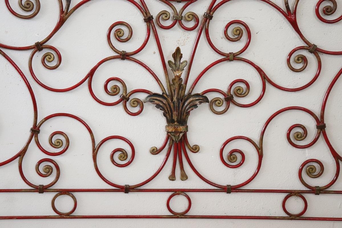 Early 20th Century Italian Red Iron Double Bed Headboard For Sale 2