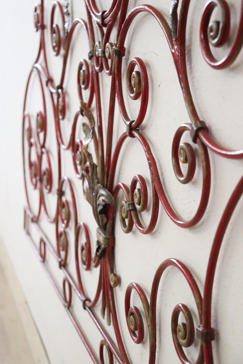 Early 20th Century Italian Red Iron Double Bed Headboard For Sale 4