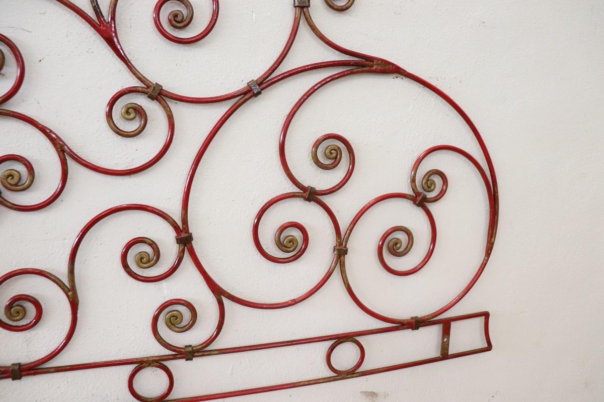 Early 20th Century Italian Red Iron Double Bed Headboard For Sale 6