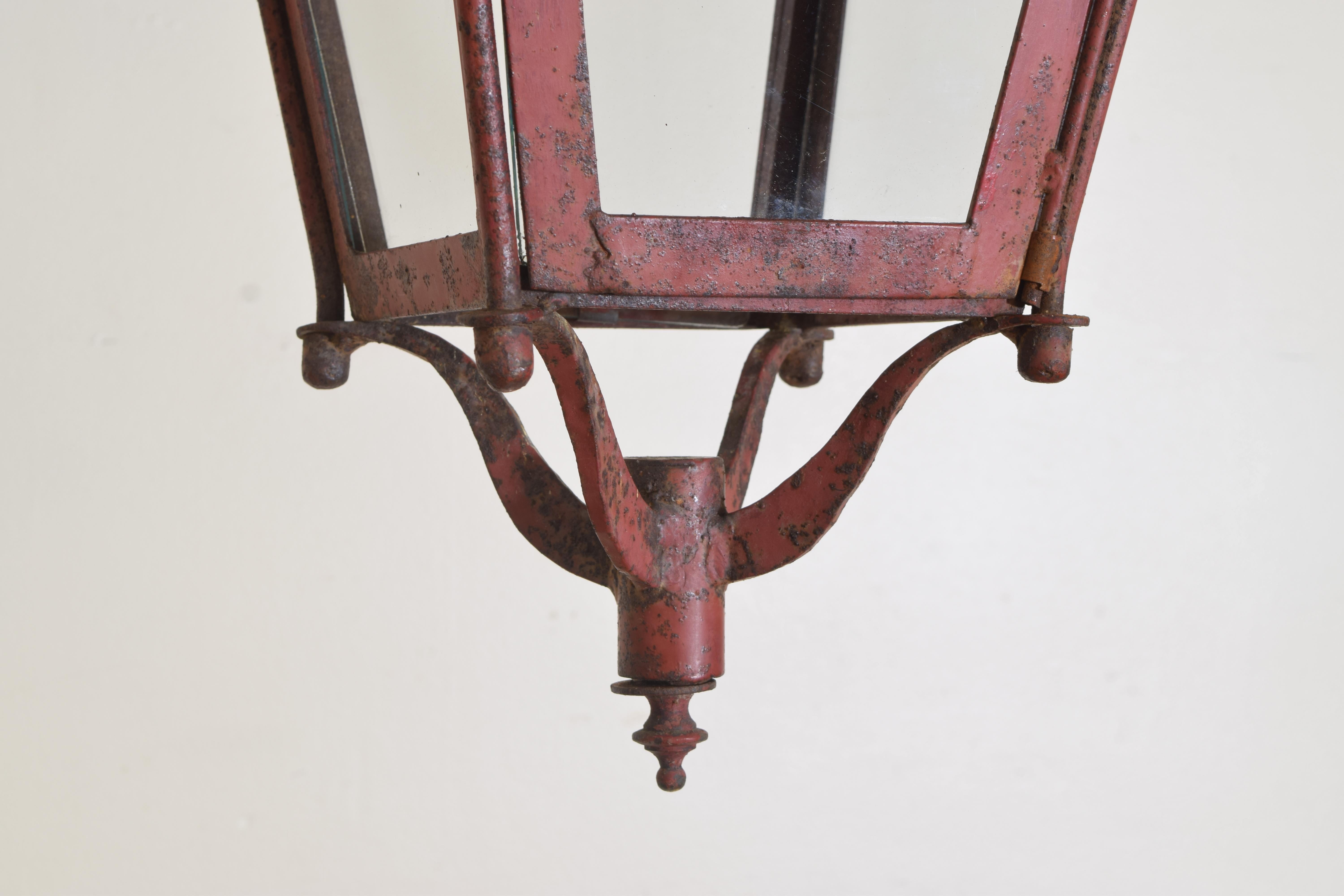 Early 20th Century Italian Red Painted Iron Lanterns (5 available) 4