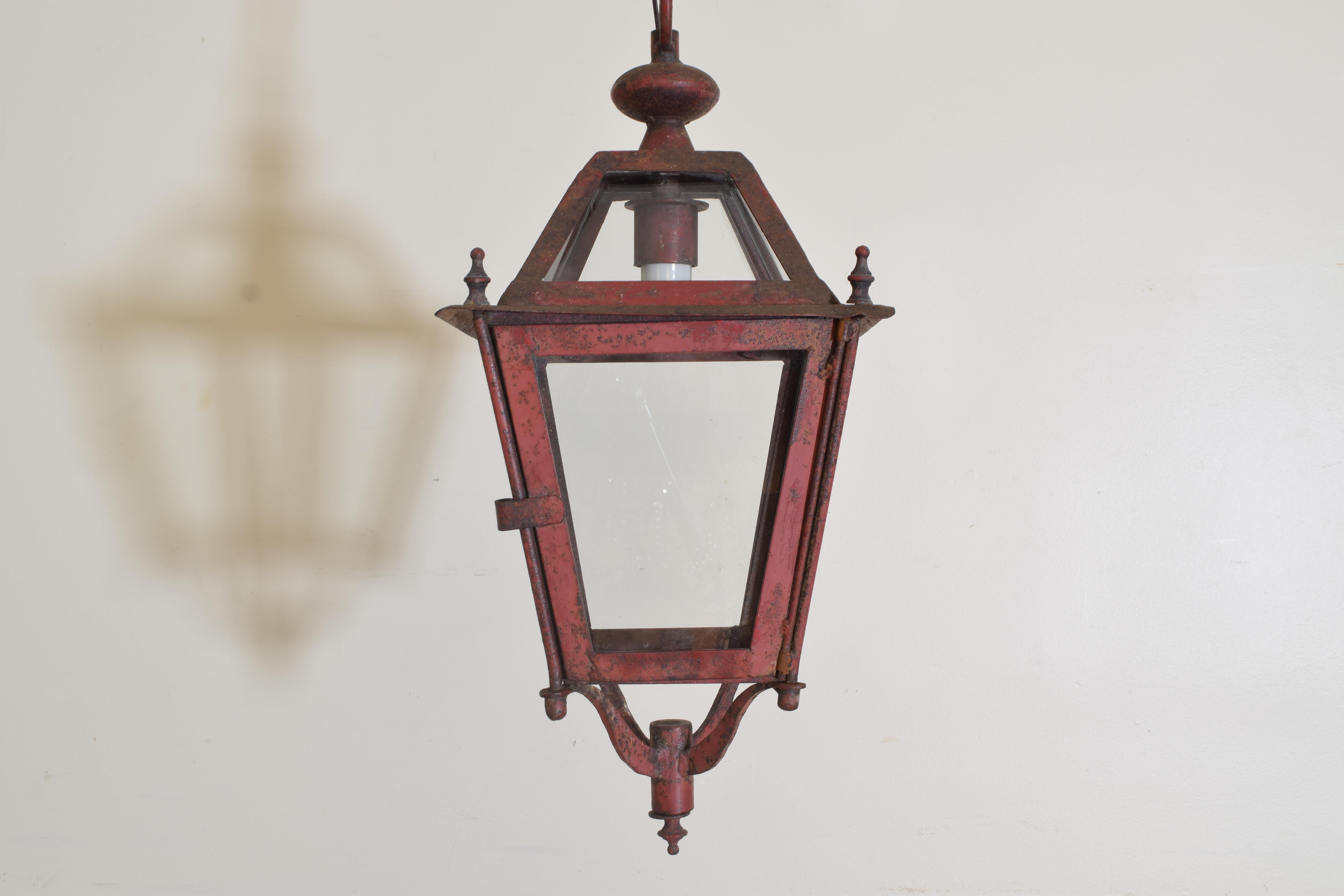 Classical Roman Early 20th Century Italian Red Painted Iron Lanterns (5 available)