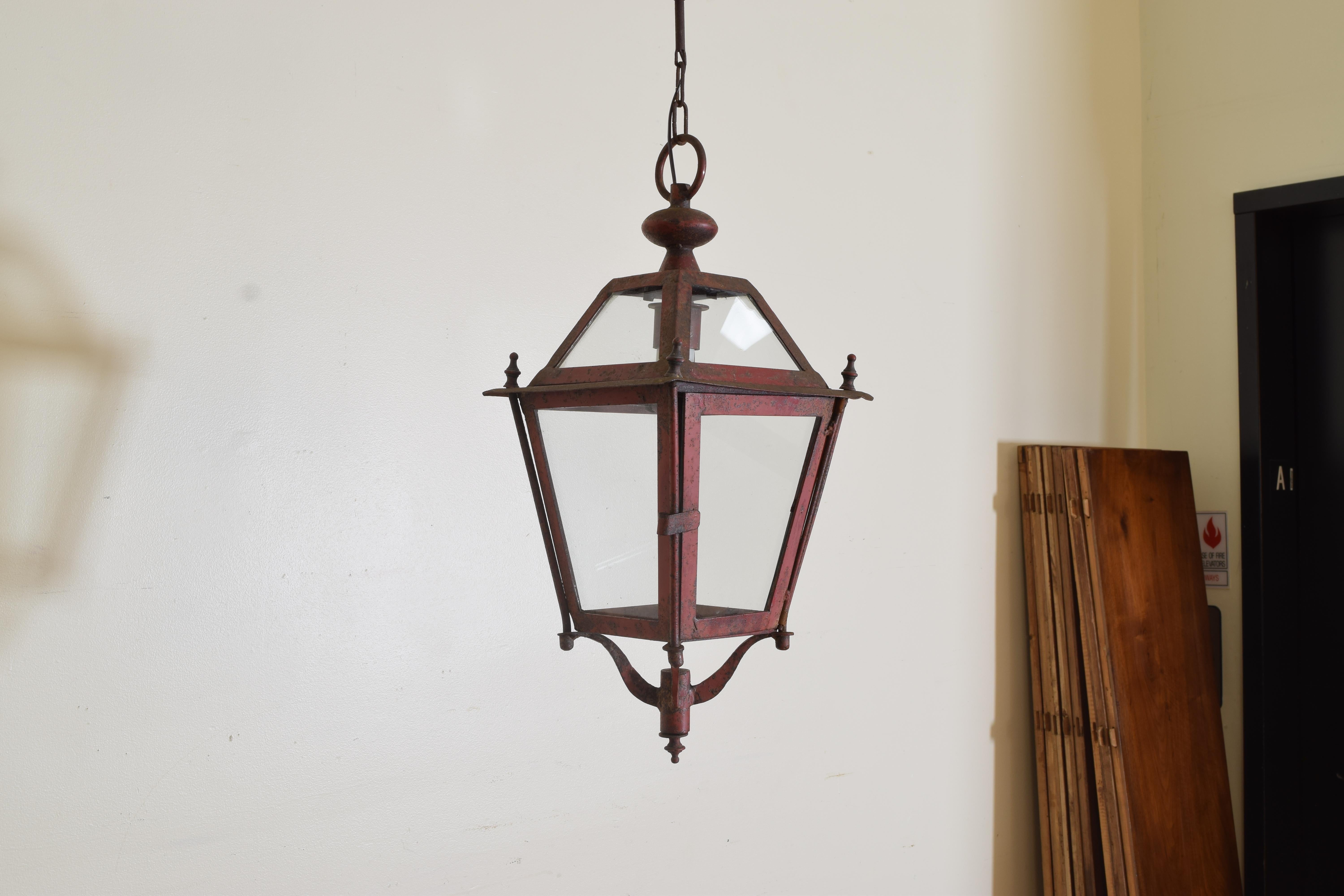 Hand-Painted Early 20th Century Italian Red Painted Iron Lanterns (5 available)