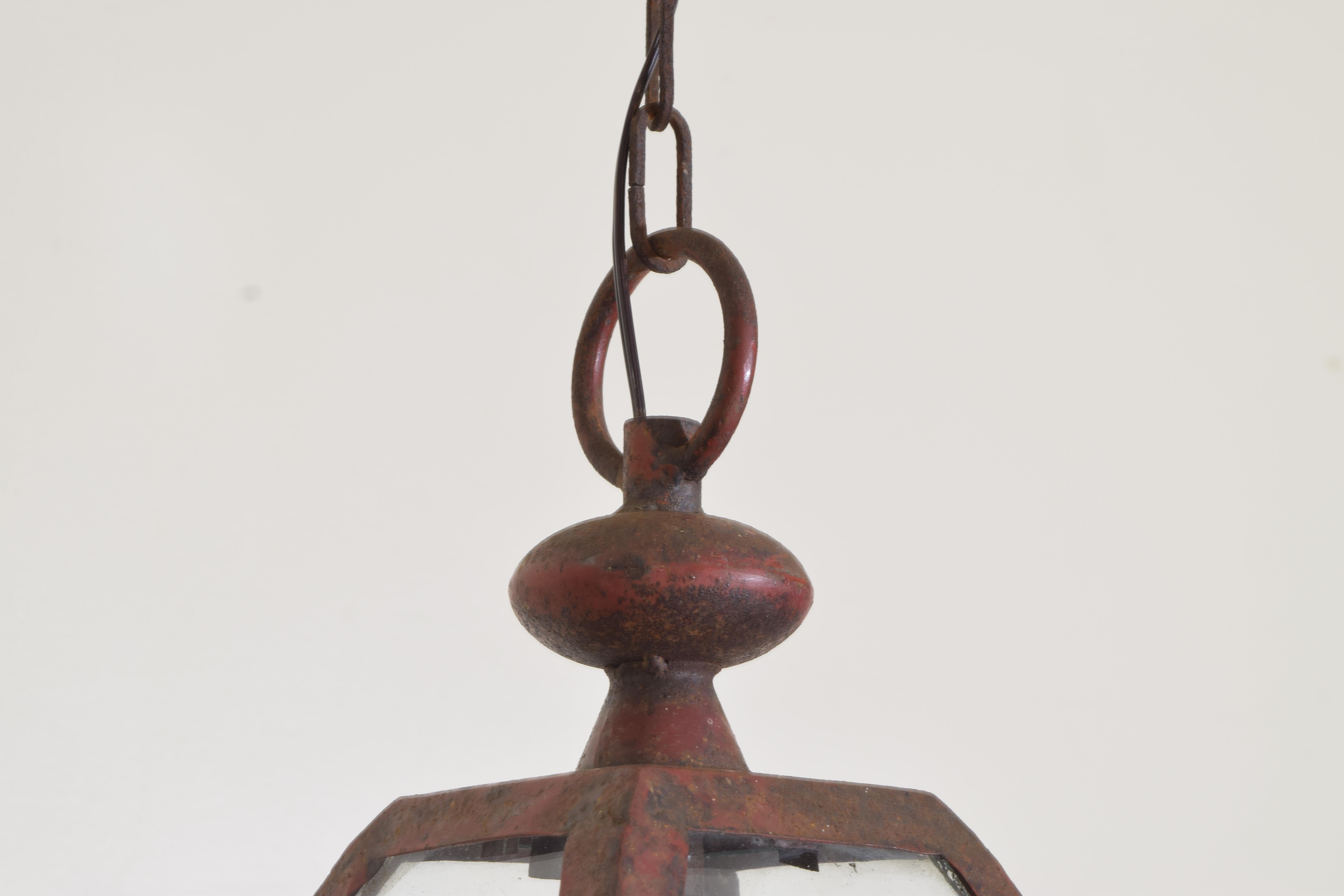 Wrought Iron Early 20th Century Italian Red Painted Iron Lanterns (5 available)