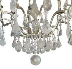 Early 20th Century Italian Rock Crystal and Gilt Iron Chandelier.