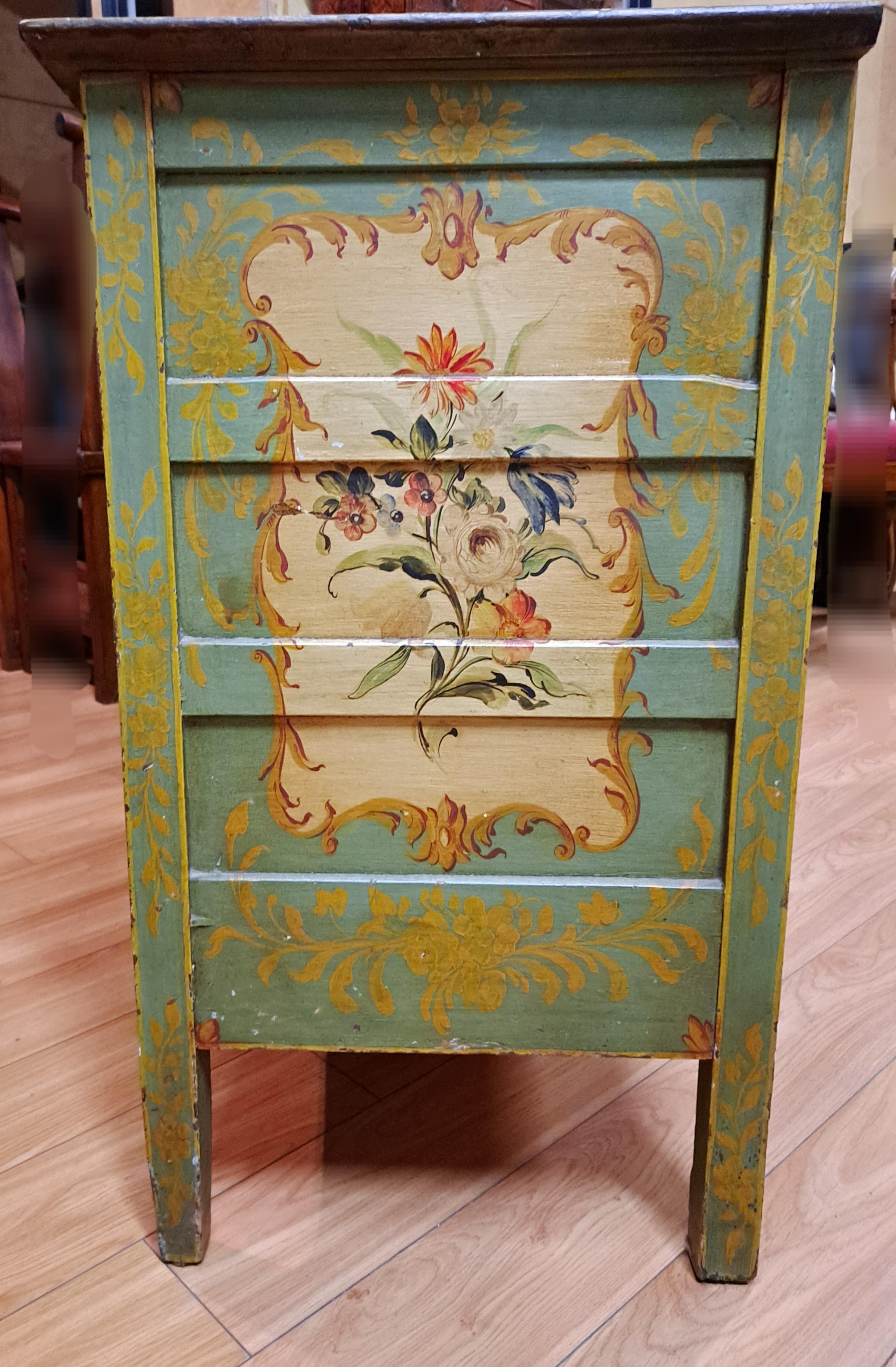 20th Century Early 20th C. Italian Rococo Style Handpainted 3-Drawer Commode For Sale